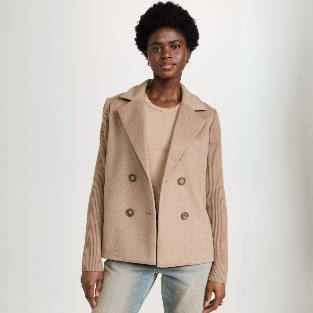 Malia™ – Blazer Elegante con Maniche in Maglia