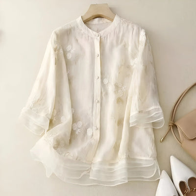 Leya™ - Top in cotone ricamato