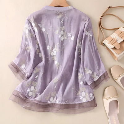 Leya™ - Top in cotone ricamato