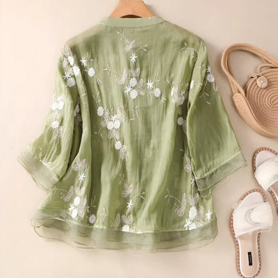 Leya™ - Top in cotone ricamato