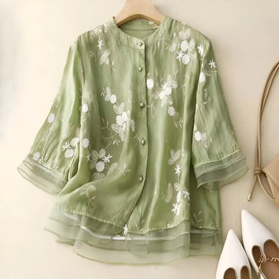 Leya™ - Top in cotone ricamato