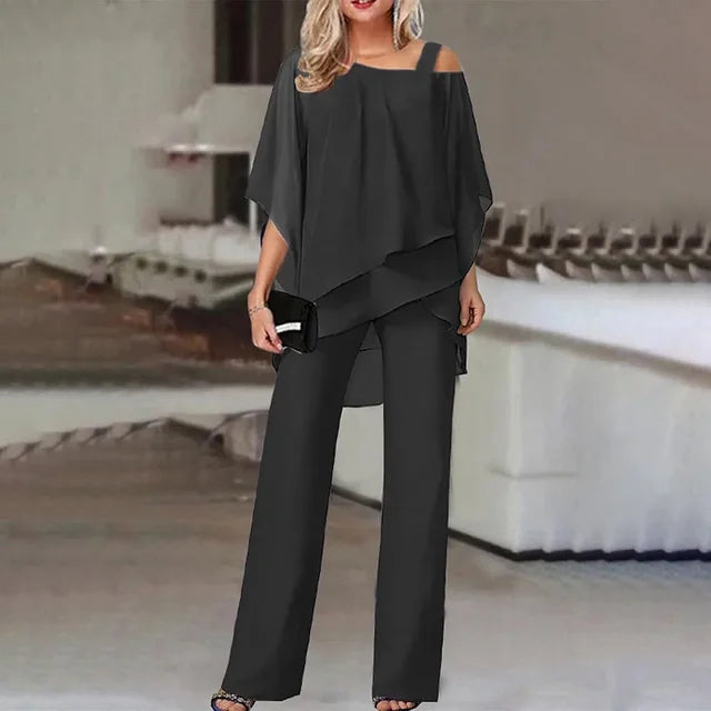 Amara™ - Elegante completo due pezzi con pantaloni larghi in chiffon
