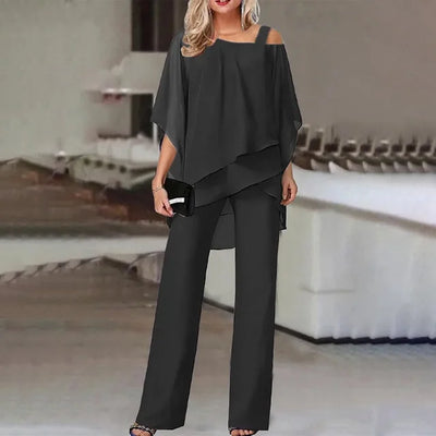Amara™ - Elegante completo due pezzi con pantaloni larghi in chiffon