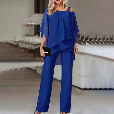 Amara™ - Elegante completo due pezzi con pantaloni larghi in chiffon