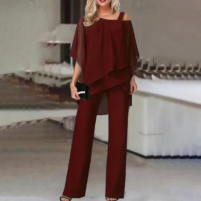 Amara™ - Elegante completo due pezzi con pantaloni larghi in chiffon