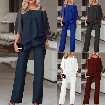 Amara™ - Elegante completo due pezzi con pantaloni larghi in chiffon